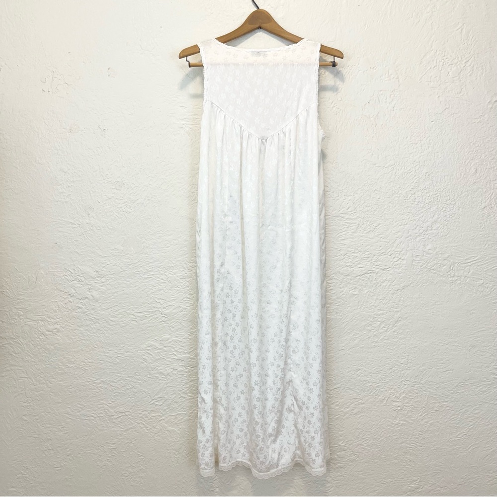 Vintage Christian Dior Slip Dress Nightgown White Satin Floral Lace Coquette M - Picture 8 of 10